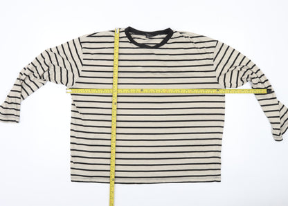 Boohoo Women’s Beige Striped Ringer Long Sleeve T-Shirt Size 10