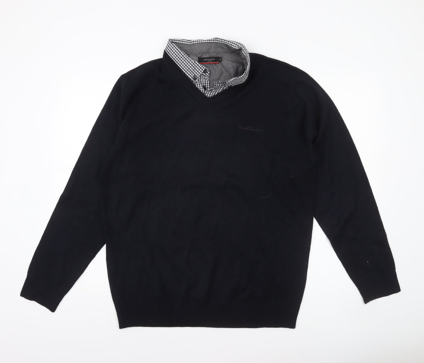 Pierre Cardin Men's Black V-Neck Pullover Jumper XL Acrylic Knit