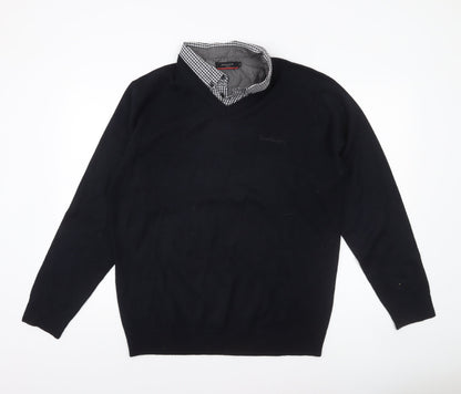 Pierre Cardin Men's Black V-Neck Pullover Jumper XL Acrylic Knit