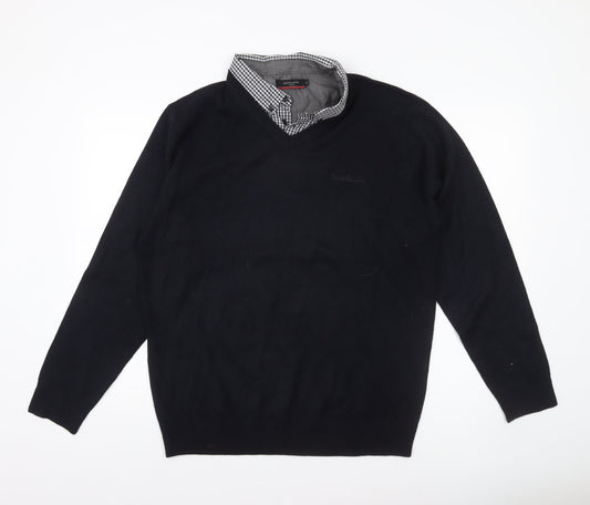Pierre Cardin Men's Black V-Neck Pullover Jumper XL Acrylic Knit
