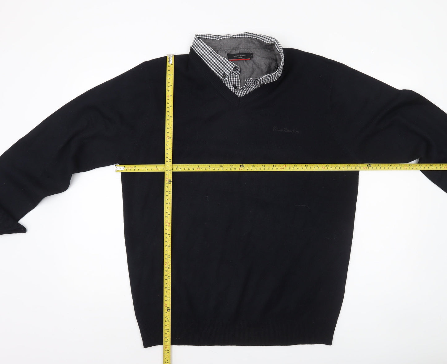 Pierre Cardin Men's Black V-Neck Pullover Jumper XL Acrylic Knit