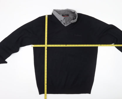 Pierre Cardin Men's Black V-Neck Pullover Jumper XL Acrylic Knit