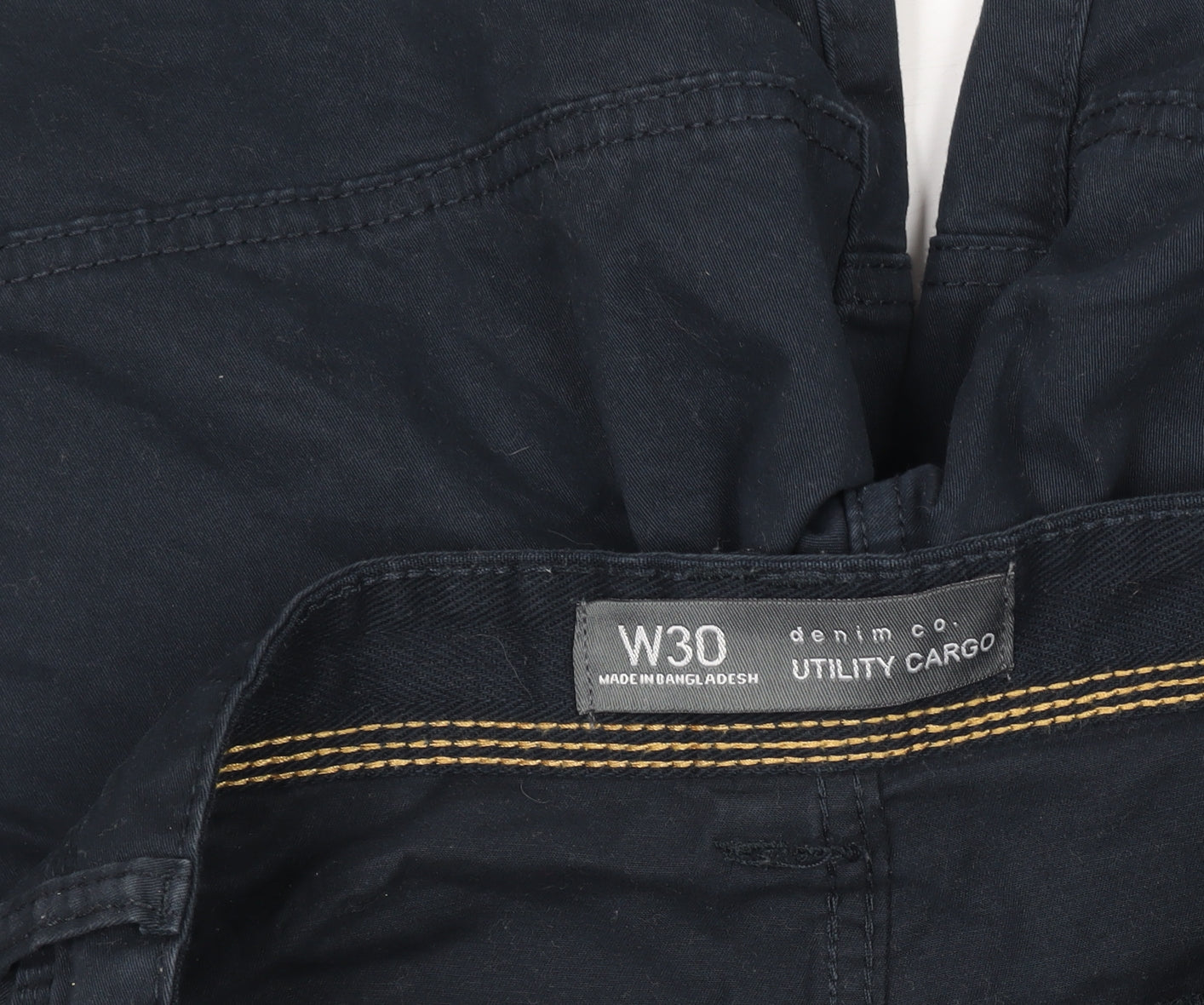 Denim Co Mens Black Cargo Shorts W30 Utility Cotton Blend