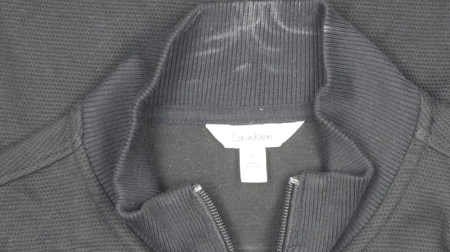 Calvin Klein Men’s Black Full Zip Mock Neck Jacket S Cotton Blend