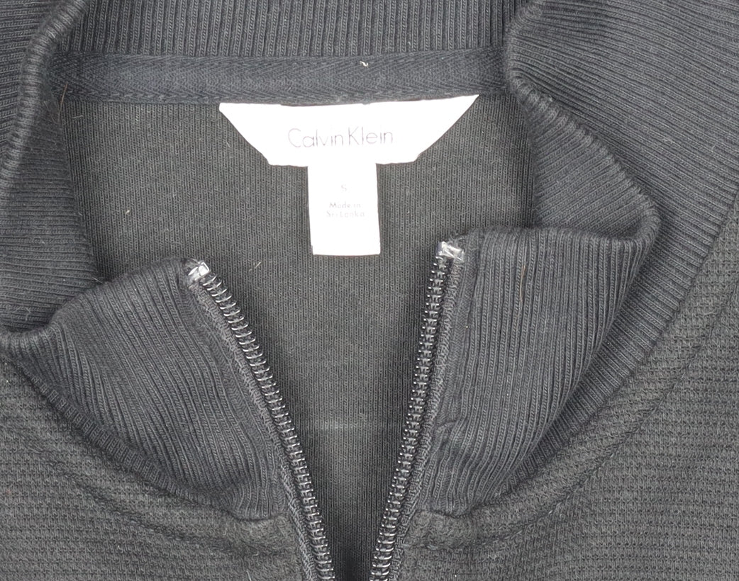 Calvin Klein Men’s Black Full Zip Mock Neck Jacket S Cotton Blend