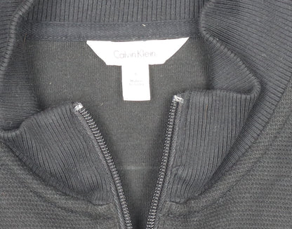 Calvin Klein Men’s Black Full Zip Mock Neck Jacket S Cotton Blend