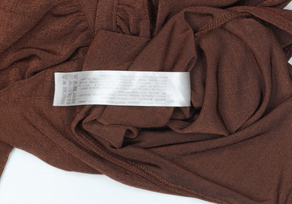 Bershka Women Brown Long Sleeve Collared Bodysuit Size 8