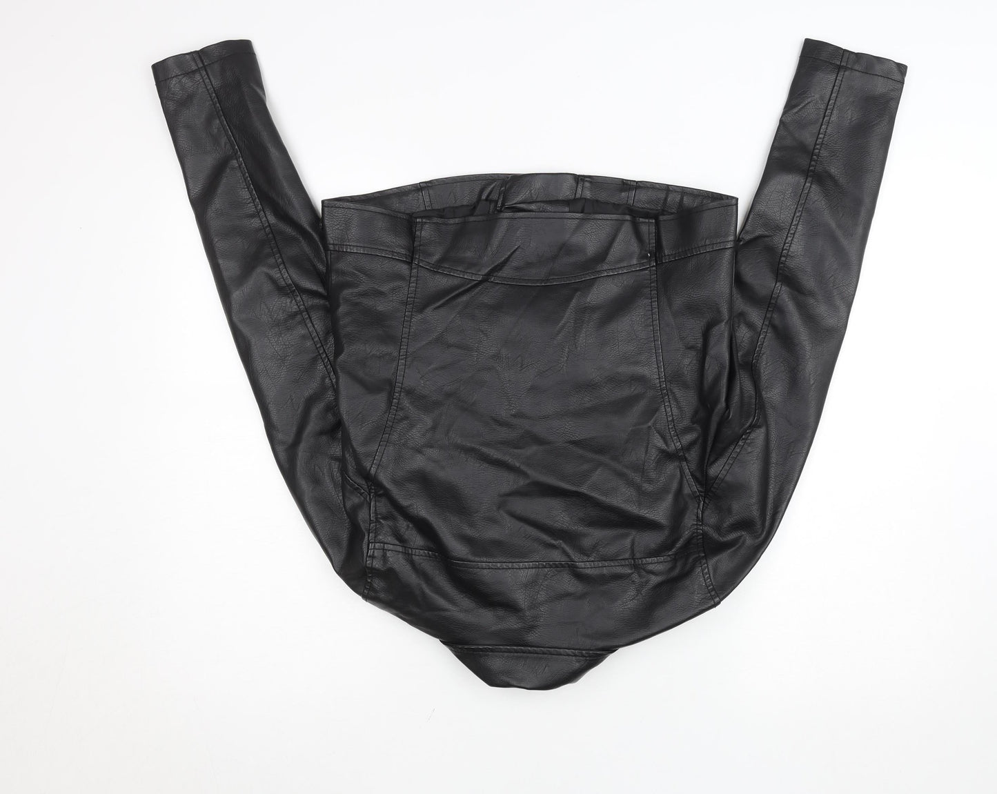 Primark Womens Black Faux Leather Biker Jacket Size 10