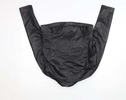 Primark Womens Black Faux Leather Biker Jacket Size 10