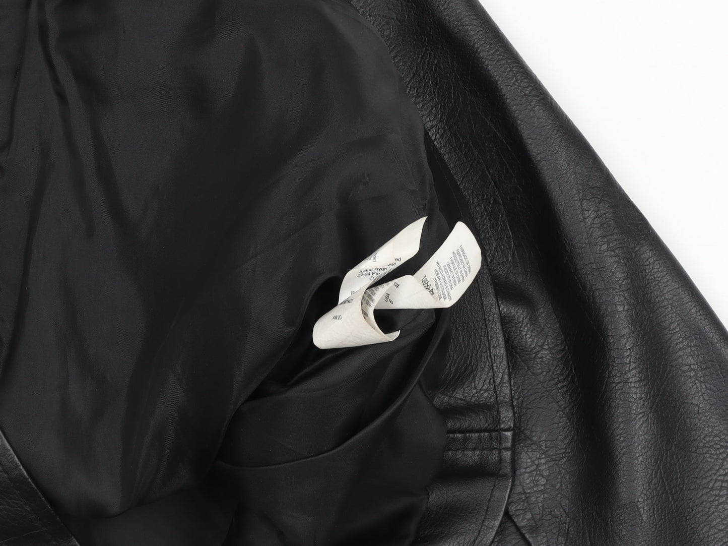 Primark Womens Black Faux Leather Biker Jacket Size 10