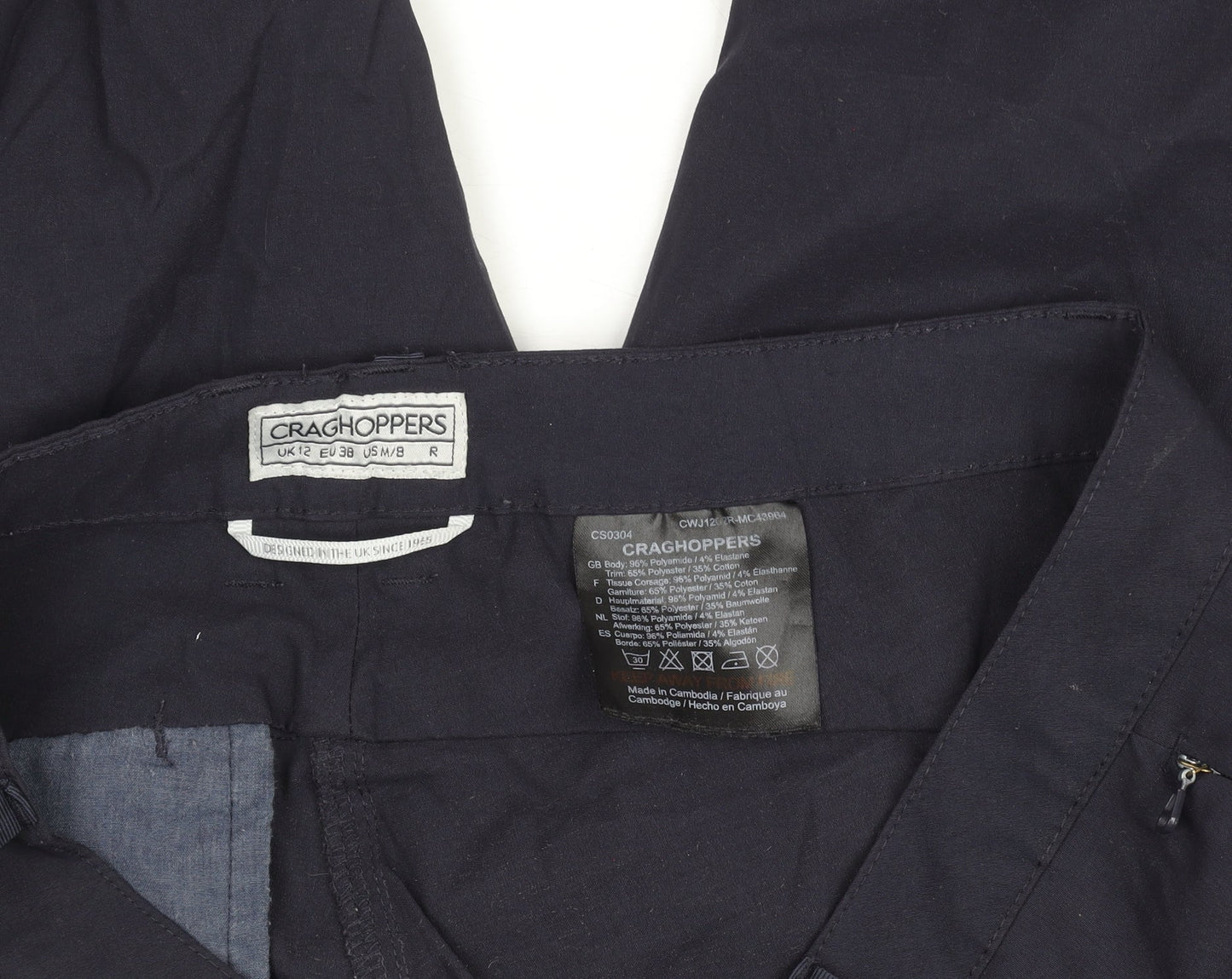 Craghoppers Womens Black Size 12 Lightweight Travel Trousers