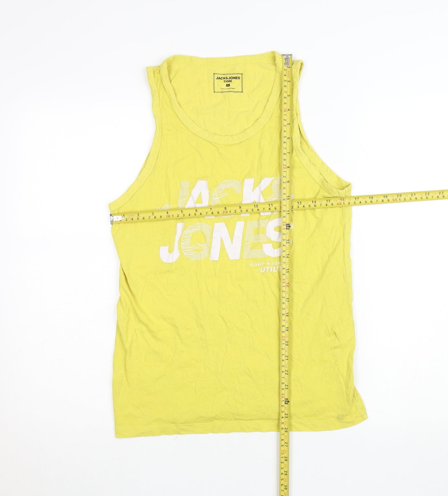 Mens UK Size S JACK & JONES Yellow Gym & Training Running & Jogging Tank