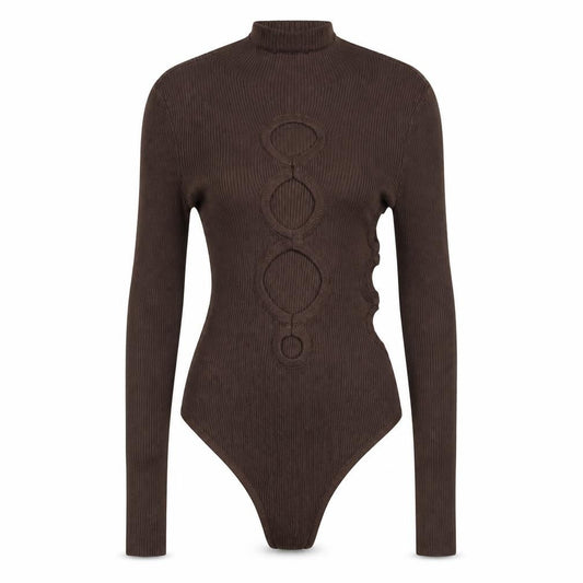 Womens UK Size S PRETTYLITTLETHING One-Piece Brown Bodysuit