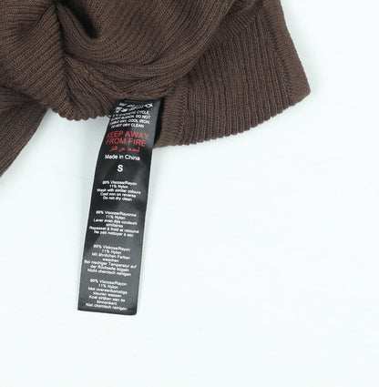 PrettyLittleThing Women Brown Long Sleeve Cut Out Ribbed Bodysuit Size S