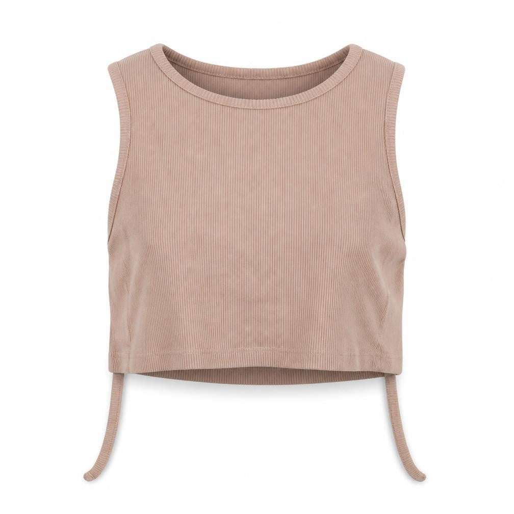 PrettyLittleThing Women’s Beige Ribbed Cropped Tank Top UK 8