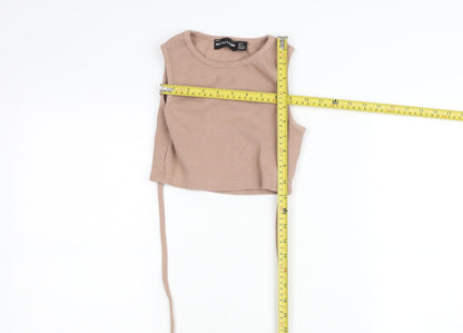 PrettyLittleThing Women’s Beige Ribbed Cropped Tank Top UK 8