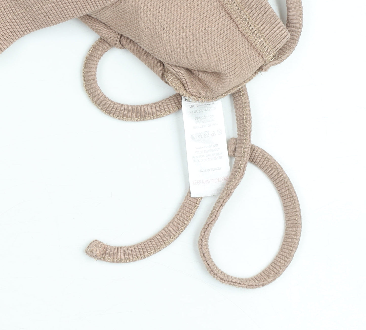 PrettyLittleThing Women’s Beige Ribbed Cropped Tank Top UK 8