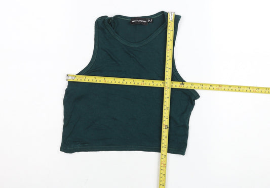 PrettyLittleThing Women's Green Cropped Tank Top Size S