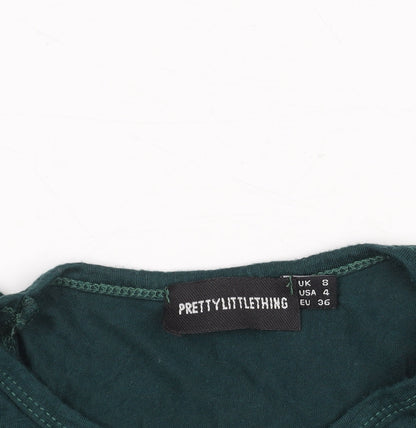 PrettyLittleThing Women's Green Cropped Tank Top Size S