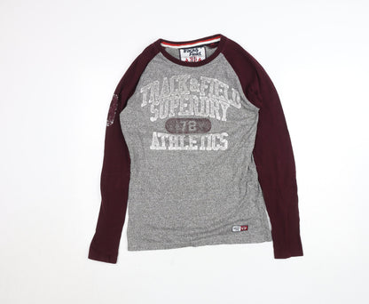 Superdry Men's Grey Track & Field Long Sleeve Slim Fit Top S