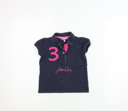 Girls UK Size 4 Years Joules Blue Basic Polo