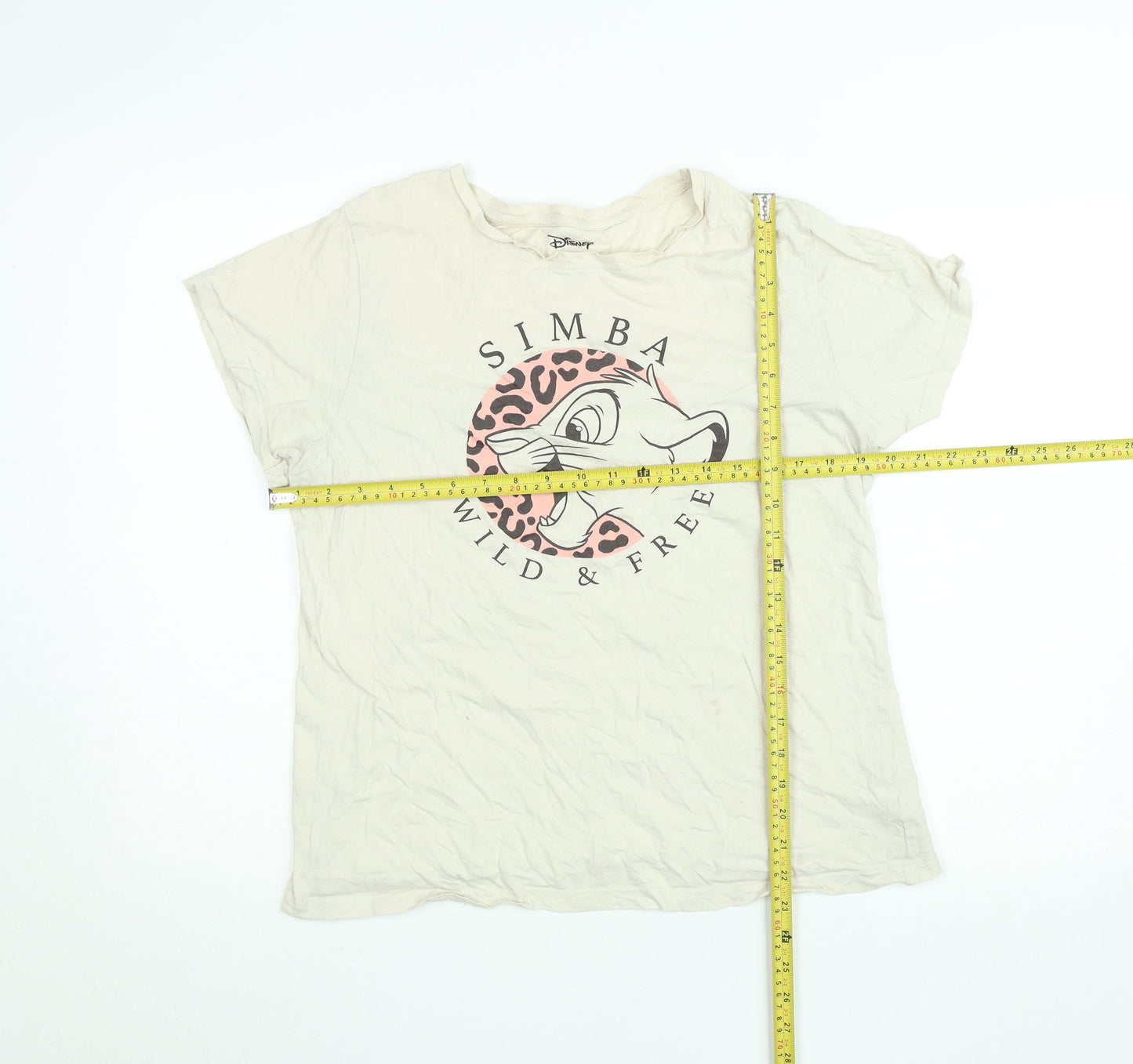Womens UK Size L Disney Beige Basic T-Shirt