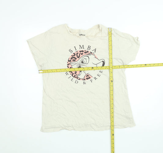 Womens UK Size L Disney Beige Basic T-Shirt
