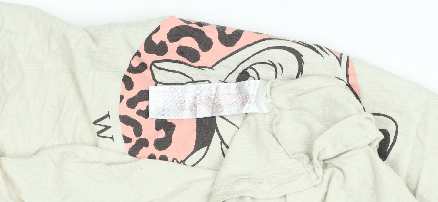 Womens UK Size L Disney Beige Basic T-Shirt