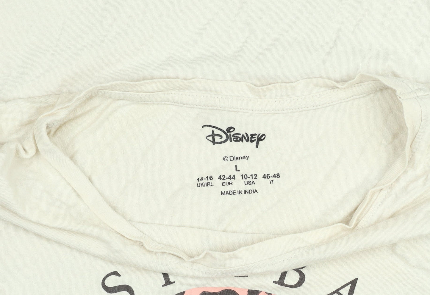 Womens UK Size L Disney Beige Basic T-Shirt