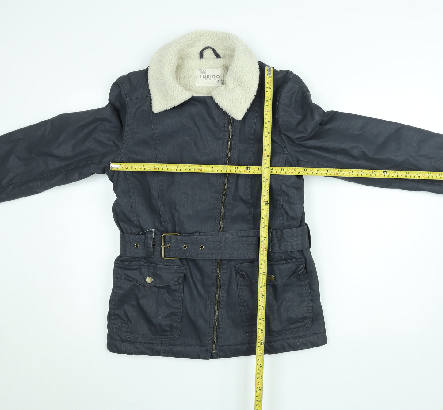 Womens UK Size 10 Marks and Spencer Grey Biker Coat