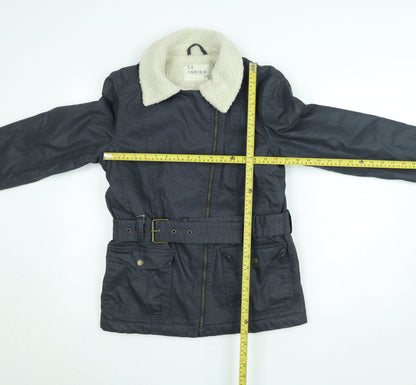 Womens UK Size 10 Marks and Spencer Grey Biker Coat