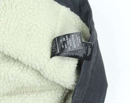 Womens UK Size 10 Marks and Spencer Grey Biker Coat