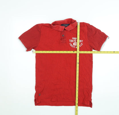 Tokyo Laundry Men's Red Short Sleeve Cotton Polo T-Shirt Size S