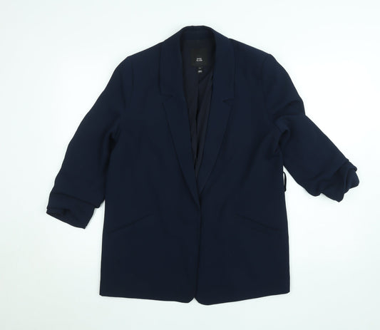 River Island Women Blue Size 10 Regular Fit Blazer Jacket