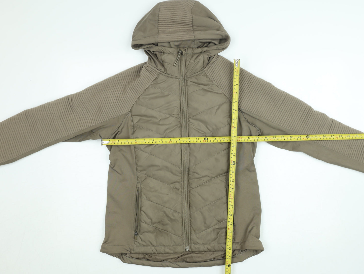 H&M Women Brown Quilted Hooded Puffer Jacket Size 12