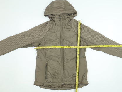 H&M Women Brown Quilted Hooded Puffer Jacket Size 12