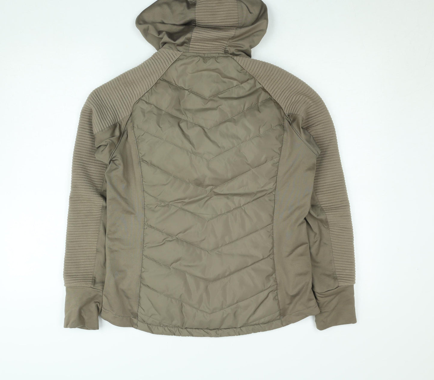 H&M Women Brown Quilted Hooded Puffer Jacket Size 12