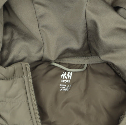 H&M Women Brown Quilted Hooded Puffer Jacket Size 12