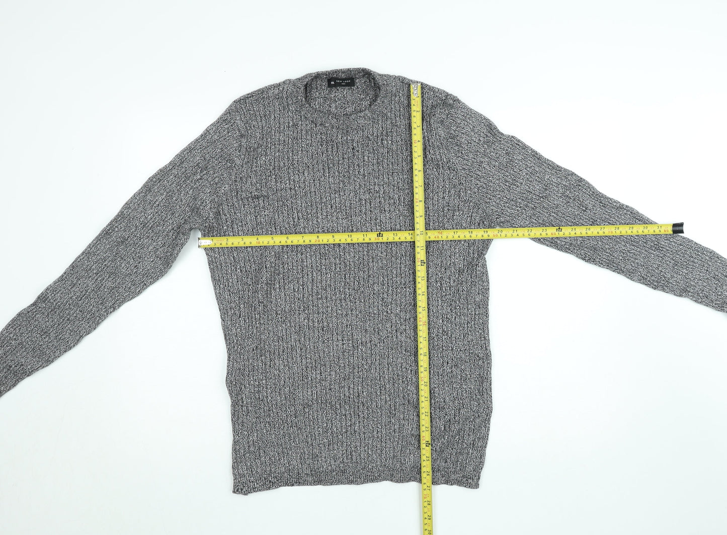 New Look Men Grey Chunky Knit Crew Neck Jumper Size 2XL