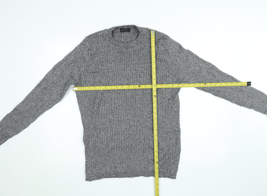 New Look Men Grey Chunky Knit Crew Neck Jumper Size 2XL