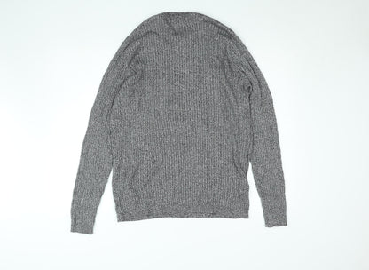 New Look Men Grey Chunky Knit Crew Neck Jumper Size 2XL