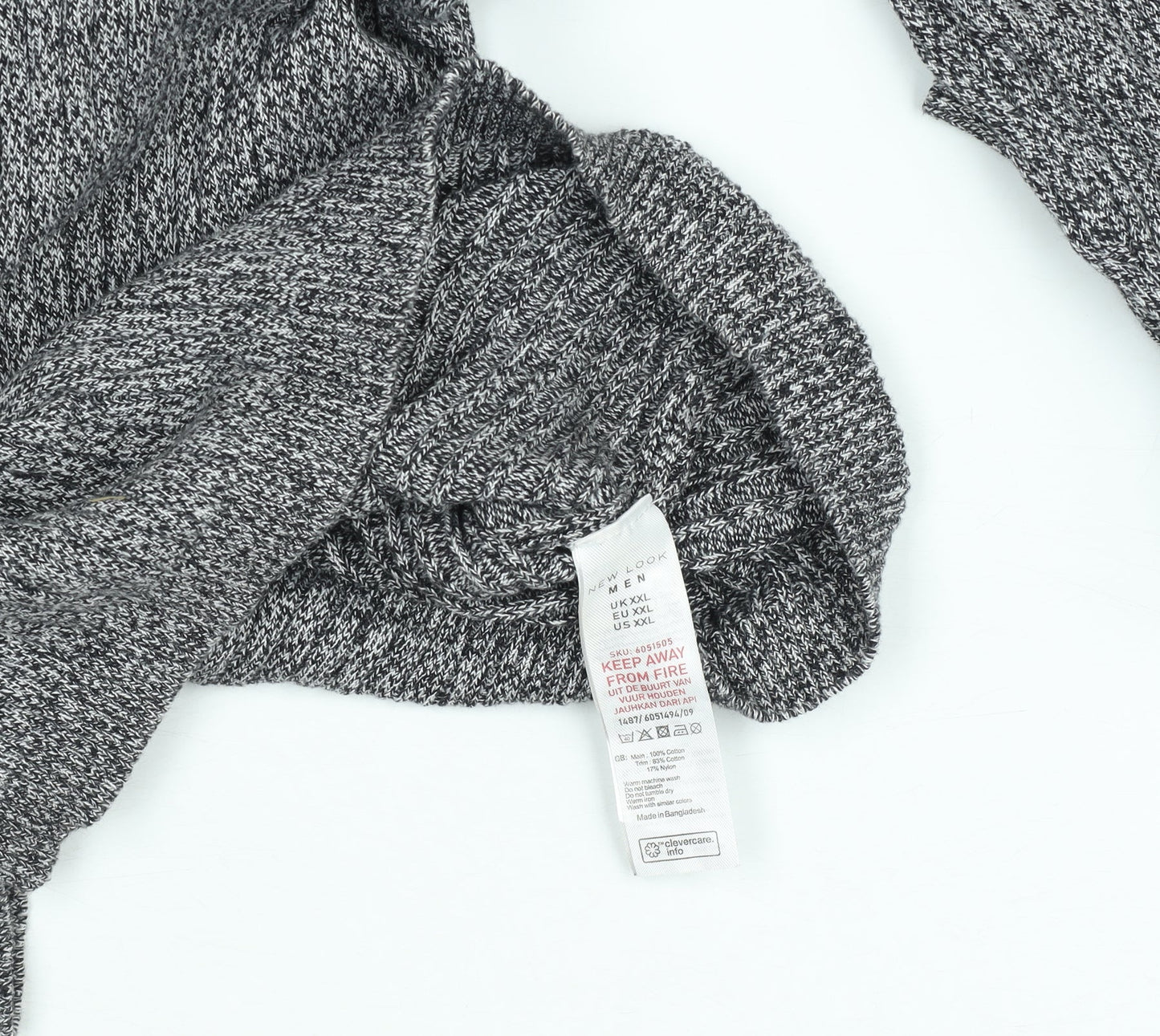 New Look Men Grey Chunky Knit Crew Neck Jumper Size 2XL