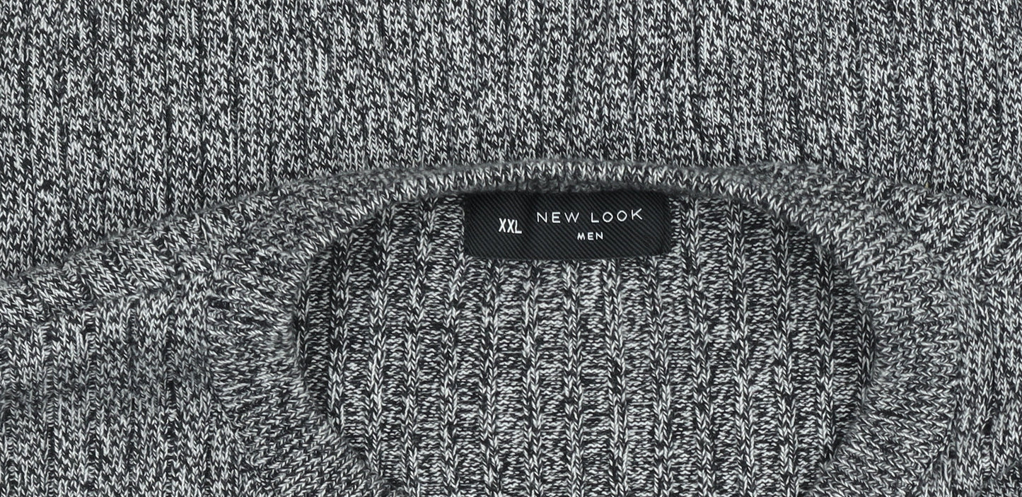 New Look Men Grey Chunky Knit Crew Neck Jumper Size 2XL