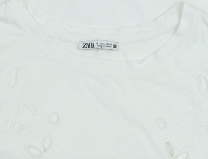 Womens UK Size L Zara White Basic T-Shirt