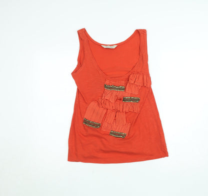Womens UK Size L Zara Basic Orange Basic Tank