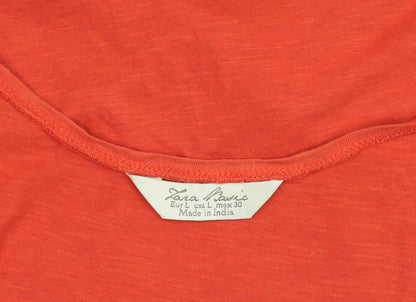 Womens UK Size L Zara Basic Orange Basic Tank