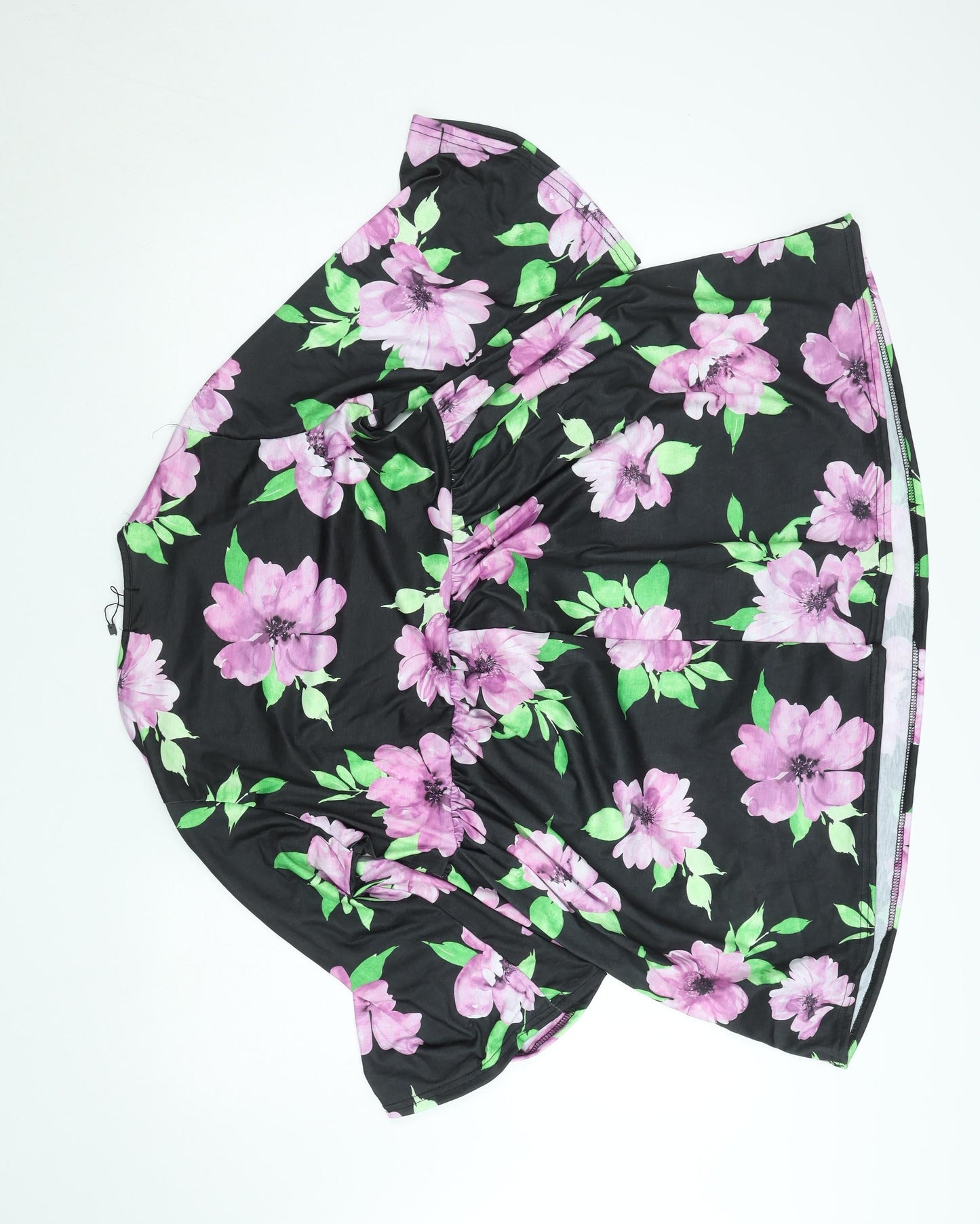 Boohoo Women’s Black Floral Skater Dress Size 10 3/4 Sleeve