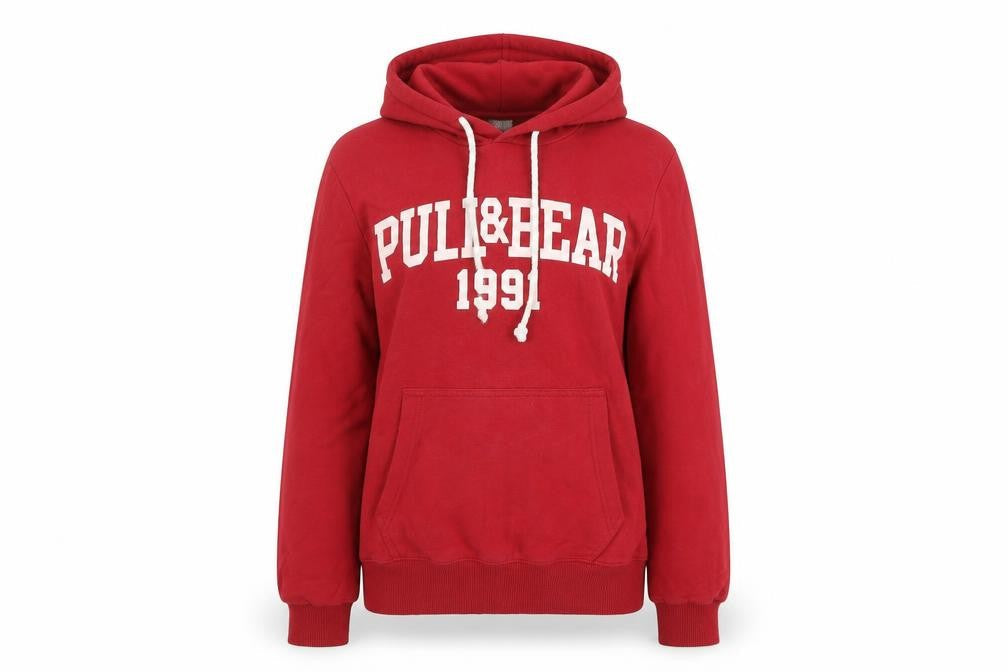 Womens UK Size S Pull & Bear Red Pullover Hoodie