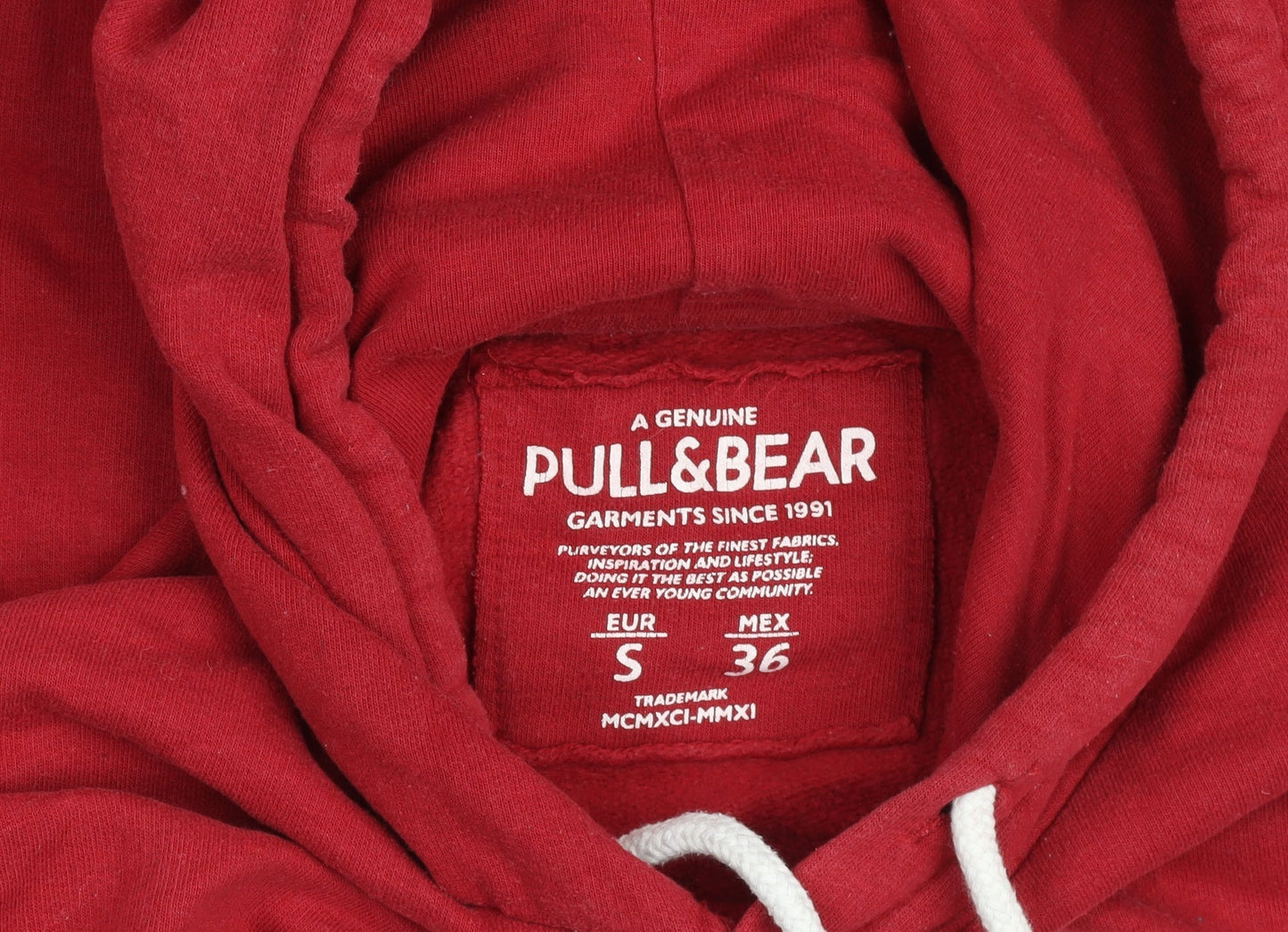 Womens UK Size S Pull & Bear Red Pullover Hoodie