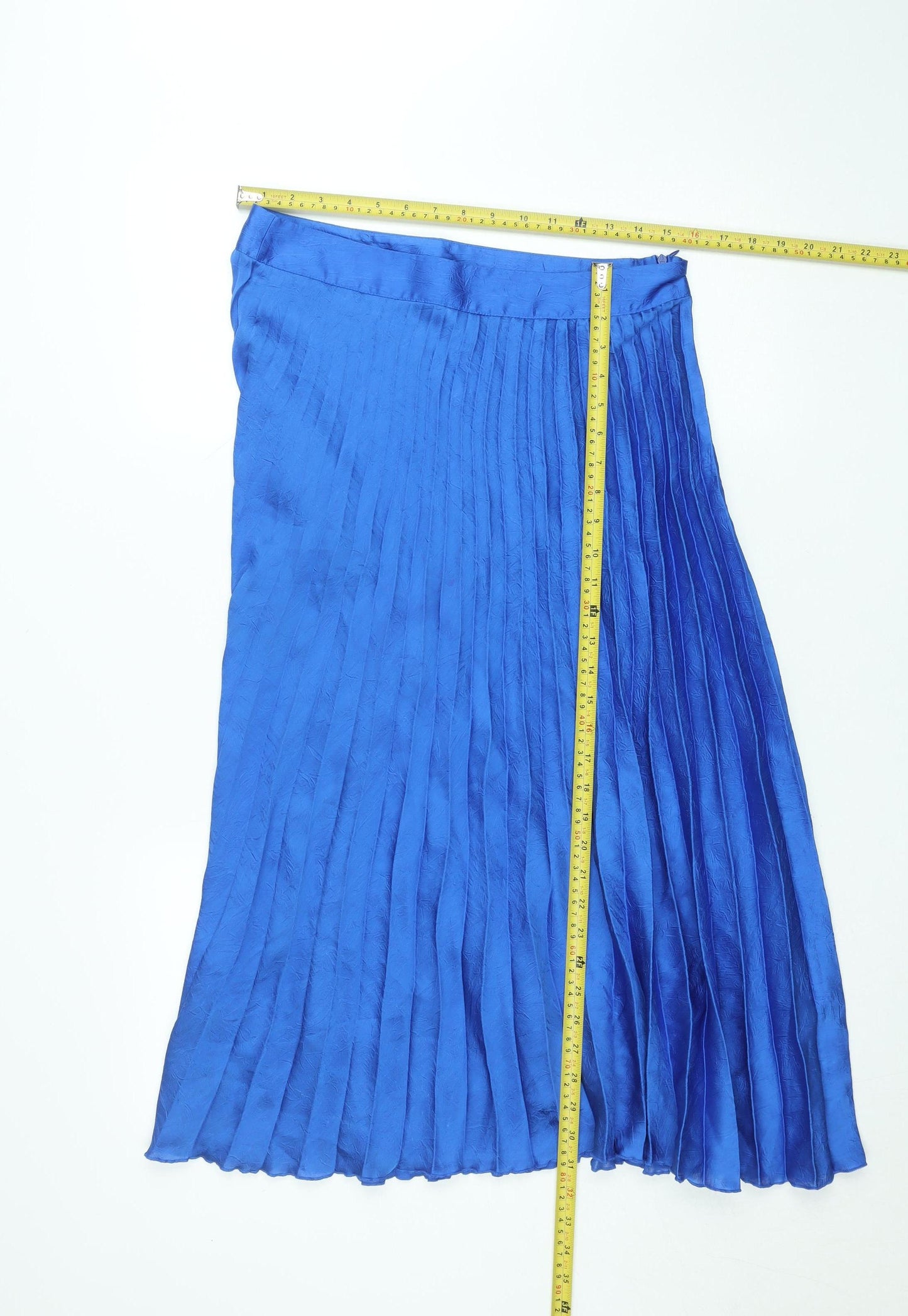 Womens UK Size XL Zara Pleated Satin Skirt